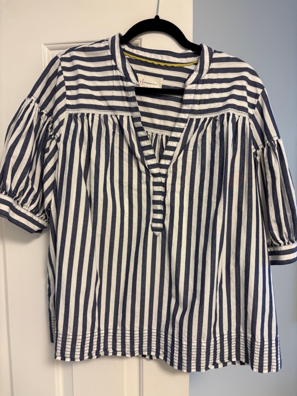Anthropologie Darcy Popover Swing Top Blue White Stripe XL